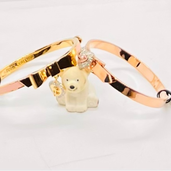 NWT Juicy Couture Bow & Heart Pave Bangle Set of 2 - Picture 3 of 9